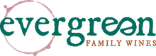Evergreen Family Wines logo with green text and a pink circular grapevine design around the e.