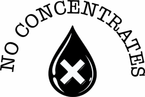 no-concentrates A water droplet with a large X inside, indicating a prohibition or ban on water.