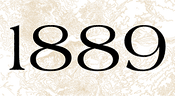 The number 1889 in black text on a textured beige background.