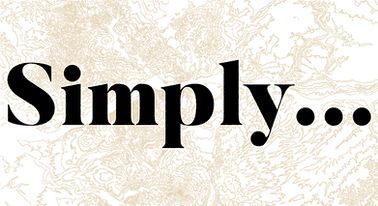 The word Simply... in bold black text with an abstract, textured beige and black background.