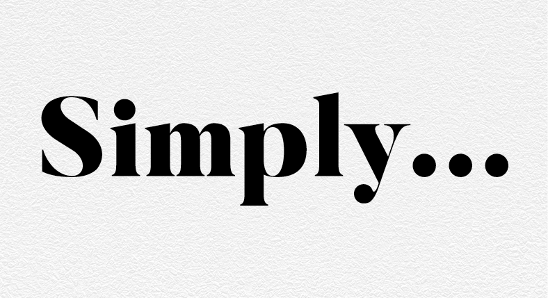 The word Simply... in bold black text on a white textured background.